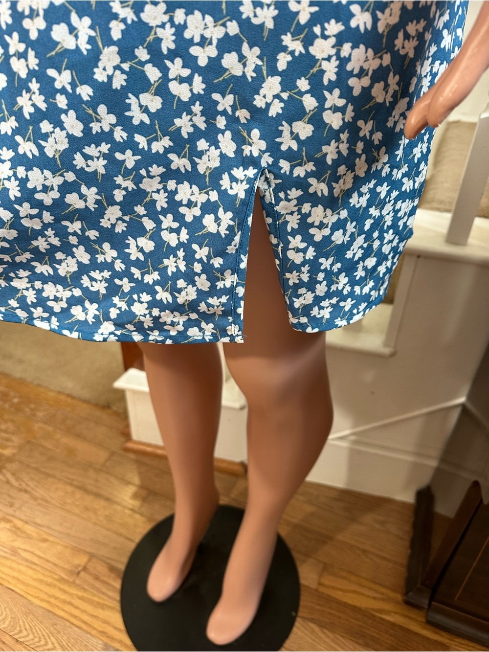 Blue Floral Slip Dress - Picture 3 of 9